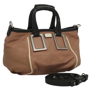 Chloe Etel Hand Bag Leather 2way Pink Silver Auth BA3474
